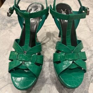 Yves Saint Laurent Emerald Croc-Embossed Heels